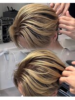 ステラ(STELLA)&nbsp;メンズ/バレイヤージュ/センターパート/ブリーチ＆ダブルカラー