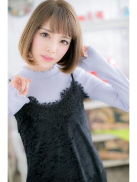 ミック ヘアアンドビューティー 大山店(miq  Hair&Beauty) 大人ガーリー★ツヤ髪ミルキーベージュ小顔ぱっつんボブc1