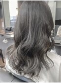グレージュセミロングカールヘア♪ 似合わせカット♪