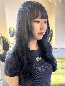 アンダーバーホワイト 広島 本通店(_WHITE) 【新世代エフェクトブリーチ】顔周りレイヤー/ネイビーブルー