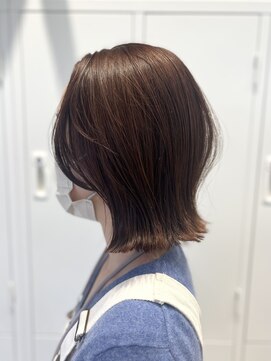 シュク 高円寺(SYUK) 切りっぱなしボブ/ピンクブラウン/顔周りレイヤー【SYUK高円寺】