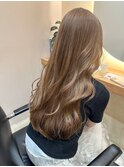 ミルクティーベージュハイトーンカラーダブルカラーピンク韓国風