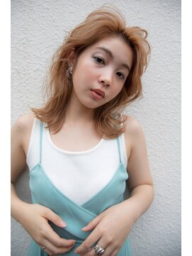 マイ ヘア デザイン 岡崎(MY hair design) ミディアムレイヤー＊アプリコットオレンジ＊透明感＊20代30代