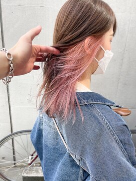 エミス バイ メルト 吉祥寺(emis by melt) 【堀惠】インナーカラーペールピンク吉祥寺20代30代40代レイヤー