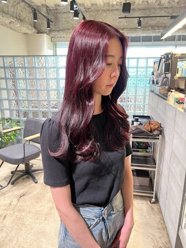 ノル 栄矢場町(nol) ブリーチ無しの赤髪