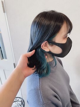 リファイン バイ アフィナー 本厚木店(Refine by Afinar) インナーカラー×シアンブルー【本厚木】