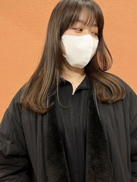ウェルク(welc) 顔周りレミディアムヘア斜めバングデザインカラー