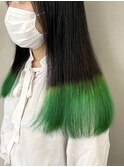 裾カラー/緑/グリーン/推しカラー/グラデーションカラー