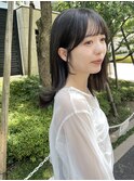 ナチュラル小顔前髪あり後れ毛サイドバング結べるボブくびれヘア