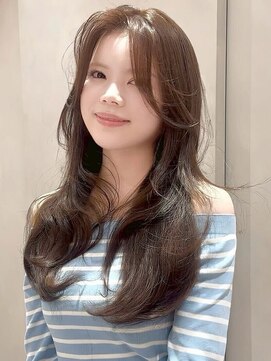 ジーナ 梅田(Zina) 髪質改善＊大人ガーリーオリーブグレーロング＊【Zina梅田】