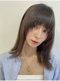 大人女性可愛い顔まわりレイヤーカット/セミウルフ/小顔ライン