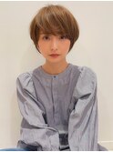 横顔マッシュ切りっぱなしボブ美髪エアリーロングピンクブラウン