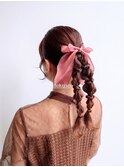 ★大人ツインアレンジ！高め編みおろしポニーテール