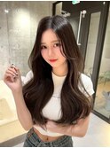髪質改善縮毛矯正レイヤーカット顔周り前髪韓国ミニウルフ/博多