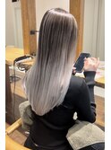 バレイヤージュグレージュハイライトダブルカラーケアブリーチ