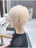 ウルフショートグレージュアースカラー金髪ホワイトブロンド韓国