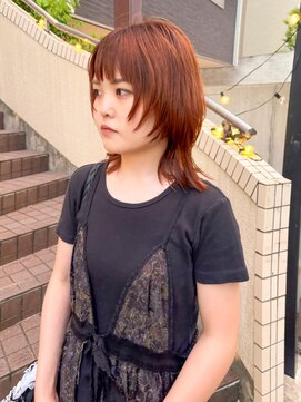 サロン シー(salon sea) salon seaとわ ブリーチ なしオレンジカラー × マッシュウルフ