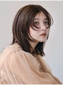 切りっぱなしボブ/黒髪/フェイスレイヤー/ココアベージュ/24