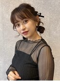 三軒茶屋_レディース_セミロング_ブラウン_ヘアアレンジ_セット