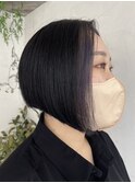 前下がりボブ  切りっぱなしボブ  アッシュグレージュカラー