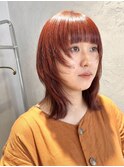 ブリーチなしカラー！明るめオレンジレッド☆