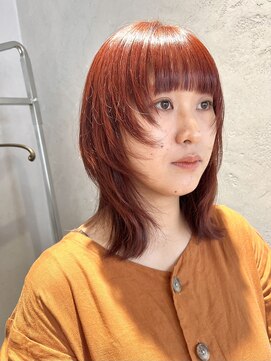 ウツギ(UTSUGI) ブリーチなしカラー!明るめオレンジレッド☆