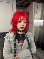 レコ 渋谷(LECO) ネオンレッドのミディアムウルフ