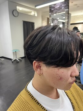 ヘアーメイク ロージー 北18条店(HAIR MAKE ROSY) かき上げヘア七三ヘアツーブロックメンズ波巻きスパイラルパーマ