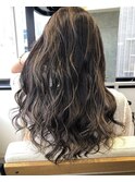 ホワイトグレージュミニウルフデジタルパーマチェリーブラウン