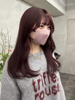 ニコ トウキョウ 渋谷(nico TOKYO)&nbsp;ダブルカラーチェリーレッドピンクブラウン韓国レイヤーロング