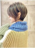 ショートボブ髪型30代40代50代前髪あり前髪無し面長丸顔【西村ss