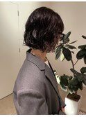 ボブパーマ　暗髪