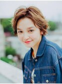 かきあげ外国人風ショート　鶴川　美容室　ウイングスガーデン