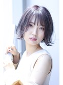 外ハネカジュアルボブ 小顔 シースルーバング イルミナカラー