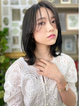 カバーヘア ブリス 川口(COVER HAIR bliss) かきあげ前髪黒髪アシンメトリーくびれミディ