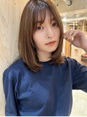 大人ミディアムヘア 前髪 くびれミディ 後れ毛