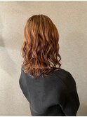 ハイライトカラーミディアムヘアグレージュカラーデザインカラー