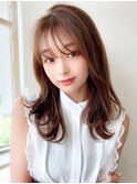 シャギーレイヤー韓国ワンホンヘアシースルーぱっつん前髪