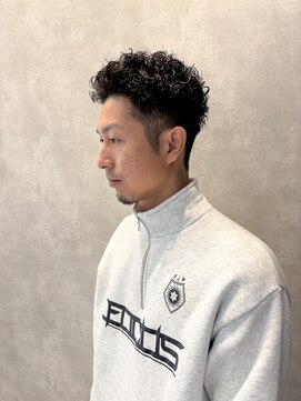 メンズツーブロックメンズパーマ波巻きツイストスパイラル