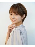 大人可愛い20代30代40代小顔ワンサイドショートボブ丸みひし形