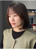 ミディアム ボブ ひし形ショート アッシュ 透明感カラー 顔周り
