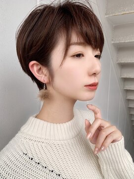 Ruufus恵比寿南/白髪ぼかしハイライト/ショートボブ/髪質改善 ショートボブ前髪あり/ハンサムショート/30代40代