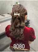 ねじりハーフアップ