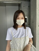 スーリール 西大分店(Sourire) 透明感ベージュ×艶切りっぱなしボブ