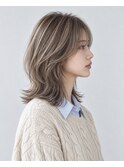 透明感ミディアム×ミルクティーグレージュ