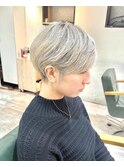 ブロンドショート/ハンサムショート/前髪長めショート