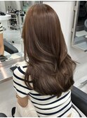ba1545黒髪グレージュカラーコリアンスタイルオリーブベージュ