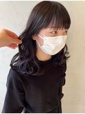 【ANNEXハザマ】イヤリングカラーパープル×ウェーブミディ