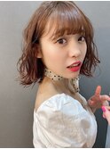 インナーグレージュ/マチルダボブ/前髪/ピンクベージュ/錦糸町