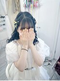 サイド編み込みお花